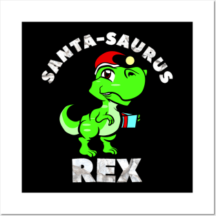 Christmas Kids Gift Santa Dinosaur Santa-Saurus Rex Posters and Art